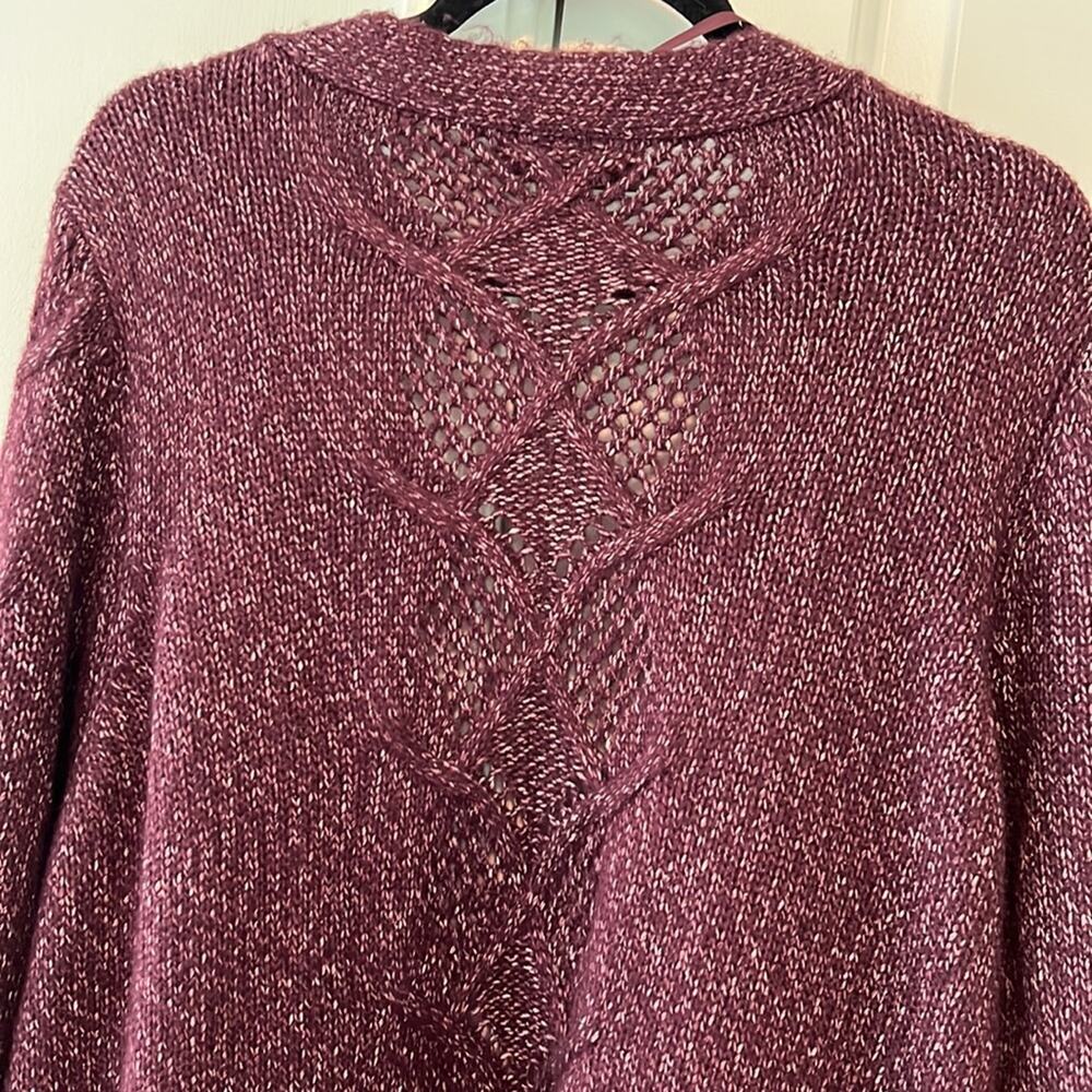 Lane Bryant 22/44 Deep Purple Shimmer Open Fringe Cardigan - Picture 8 of 9